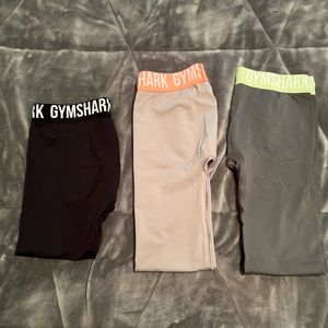Black, light grey, dark grey gym shark leggings size large